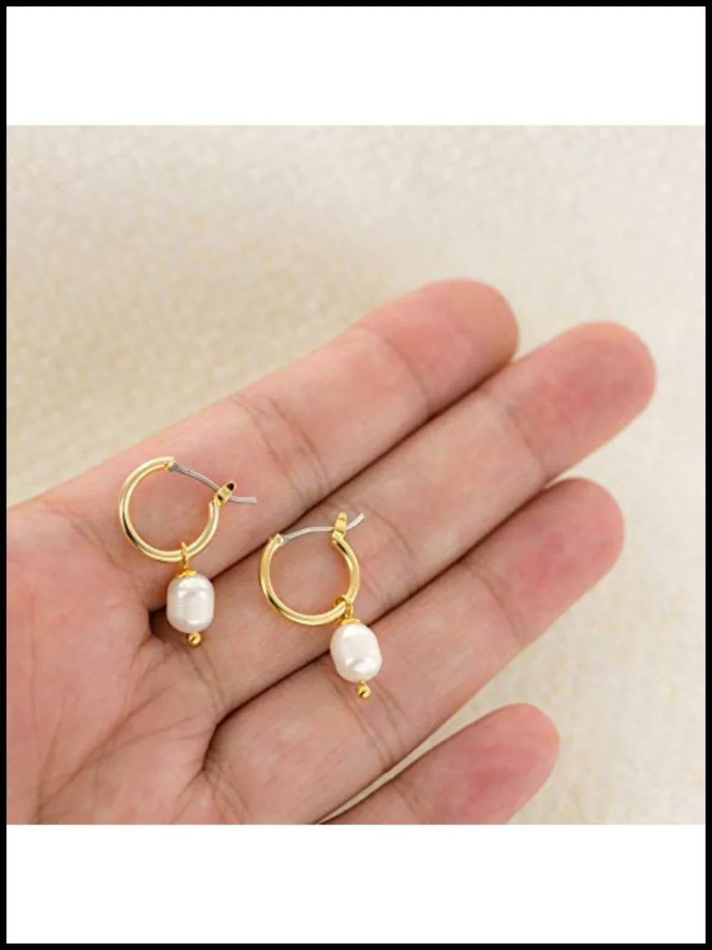 14K Gold Plated Charm Huggie Hoop Earrings - Butterfly Pearl Drop Cowry Shell